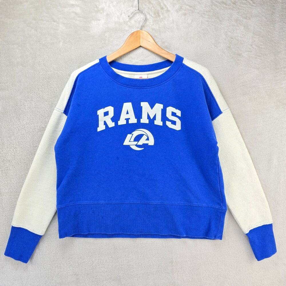 NFL Los Angeles Rams Sweater Teens Apparel Girls Large 11/13 Blue White *FLAWS*